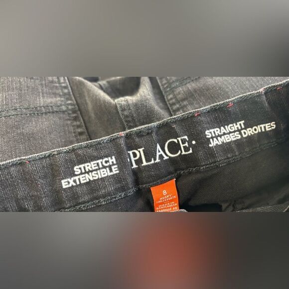 Place Black Denim Jeans Stretch Straight Adjustable Waist Size 8 Husky EPC - Picture 4 of 5